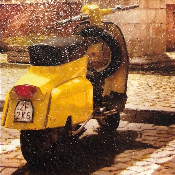 Vespa/ Fiat signed original petite paintings FAB!